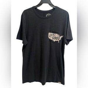 Life Is Good Men's Black Tee USA Graphic Pocket Size L